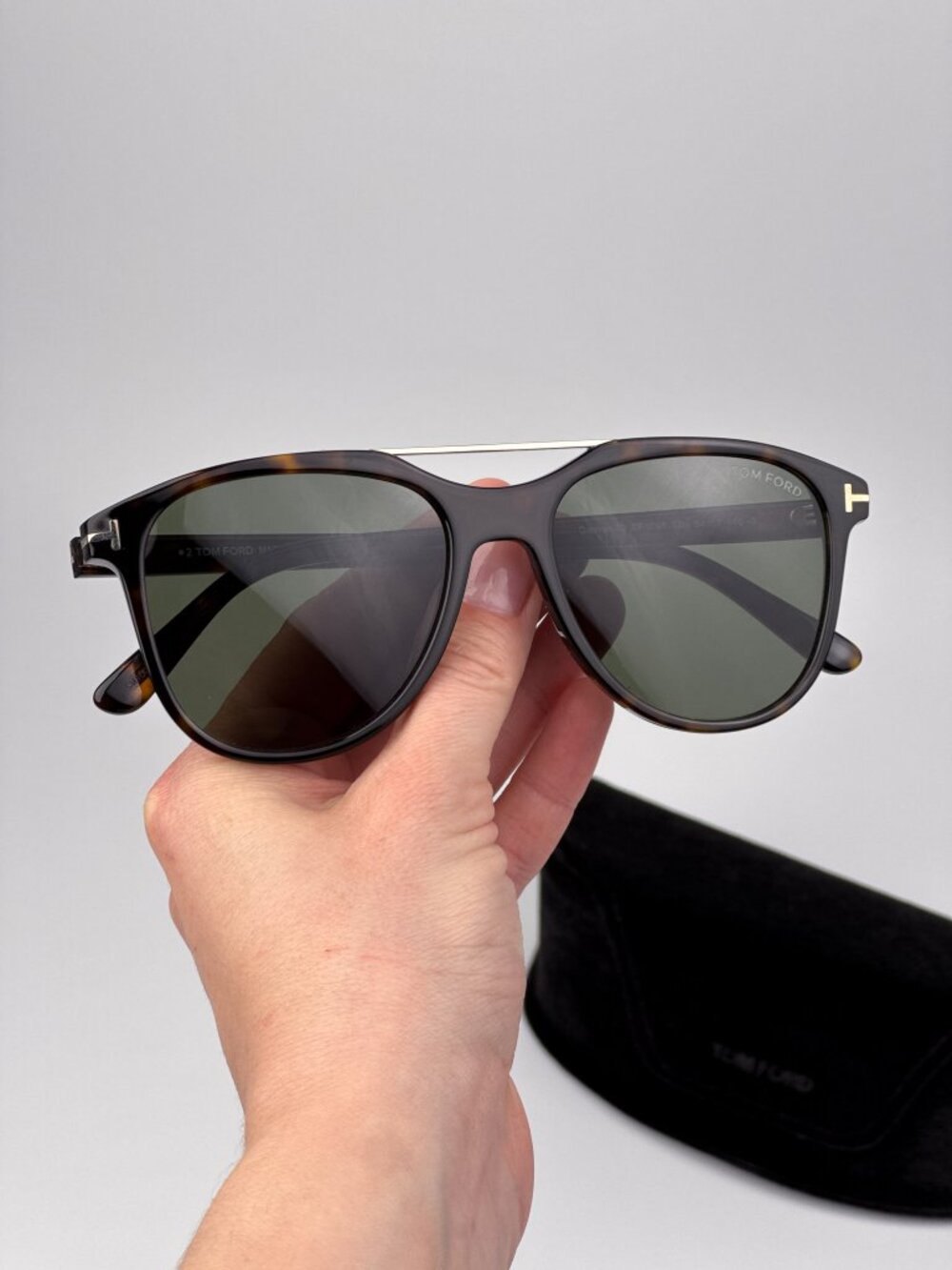 Tom Ford DAMIAN-02 Men’s Sunglasses Dark Havana Pilot FT1098 52N Green